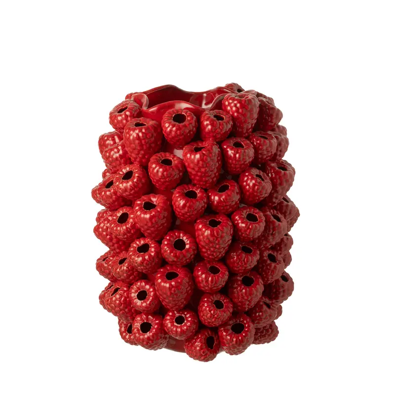 Vaas Berry Reliëf Keramiek Kerstrood J-Line