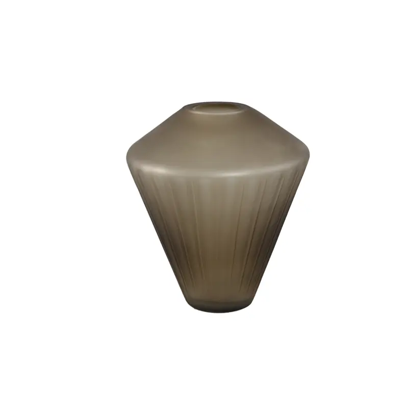 Vaas Damiri Brown Glass Handcut Vase Lines M PTMD