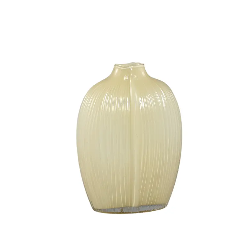 Vaas Jalisia Creme Glas Ovaal Ribbel Hoog PTMD