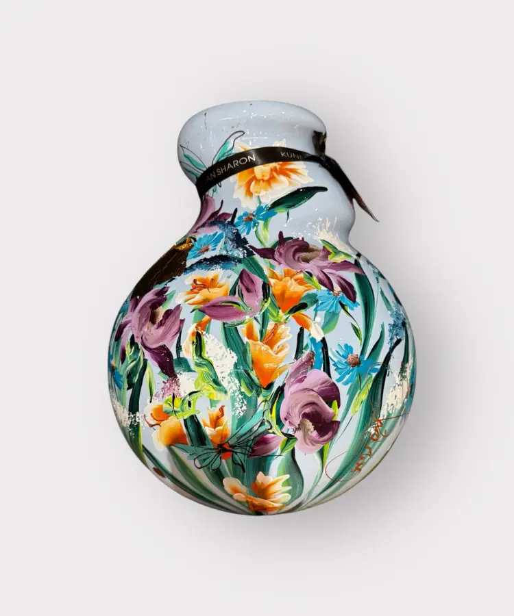 Vaas Kunst van Sharon Licht Blauw met Bloemen