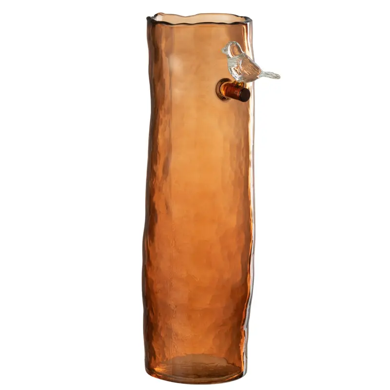 Vaas Lang Vogel - Glas - Oranje - Large - 32 cm Hoog J-Line