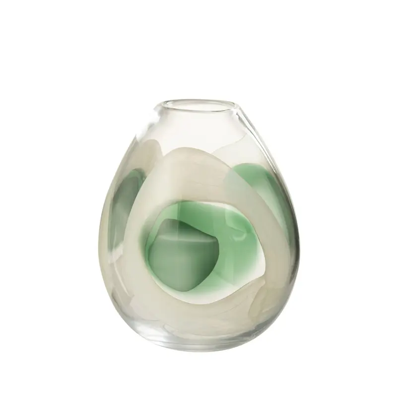 Vaas Livy Glas Groen/Wit/Transparant Medium Ø20,5xH25,5cm J-Line