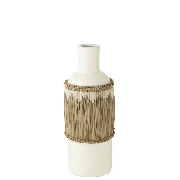 Vaas Motief Terracotta/Gras Wit/Naturel J-Line