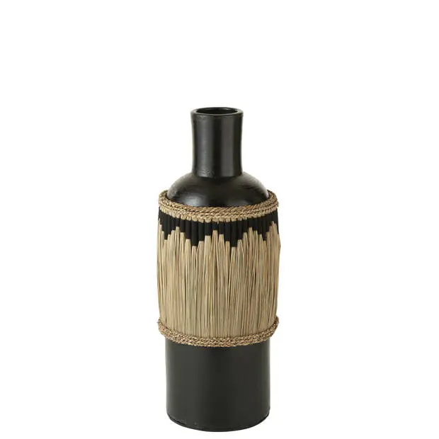 Vaas Motief Terracotta/Gras Zwart/Naturel J-Line