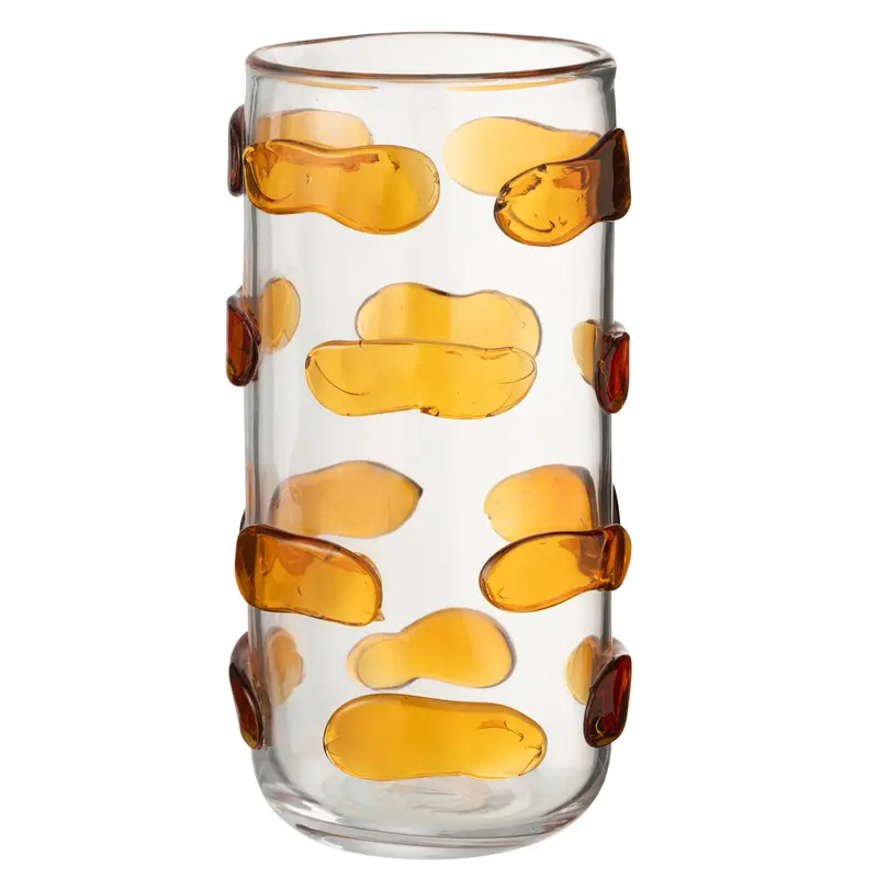 Vaas Pebbles Glas Amber Transparant Large Ø17xH32cm J-Line