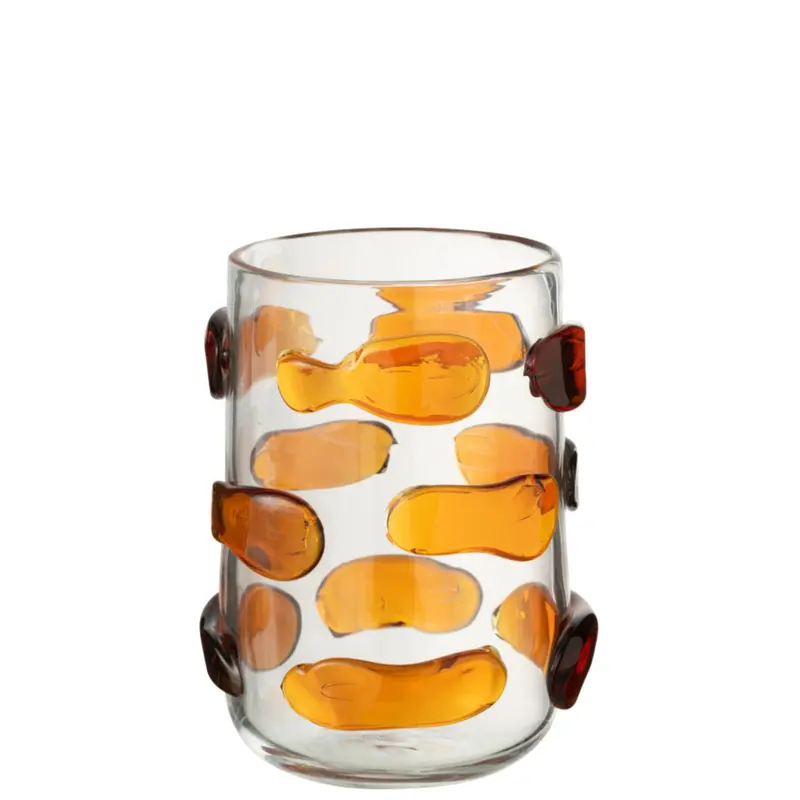 Vaas Pebbles Glas Amber Transparant Small Ø17xH23cm J-Line
