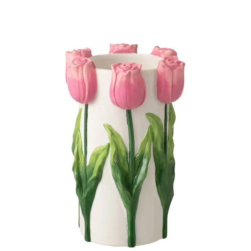Vaas Tulp Keramiek Wit/Lichtroze Large J-Line
