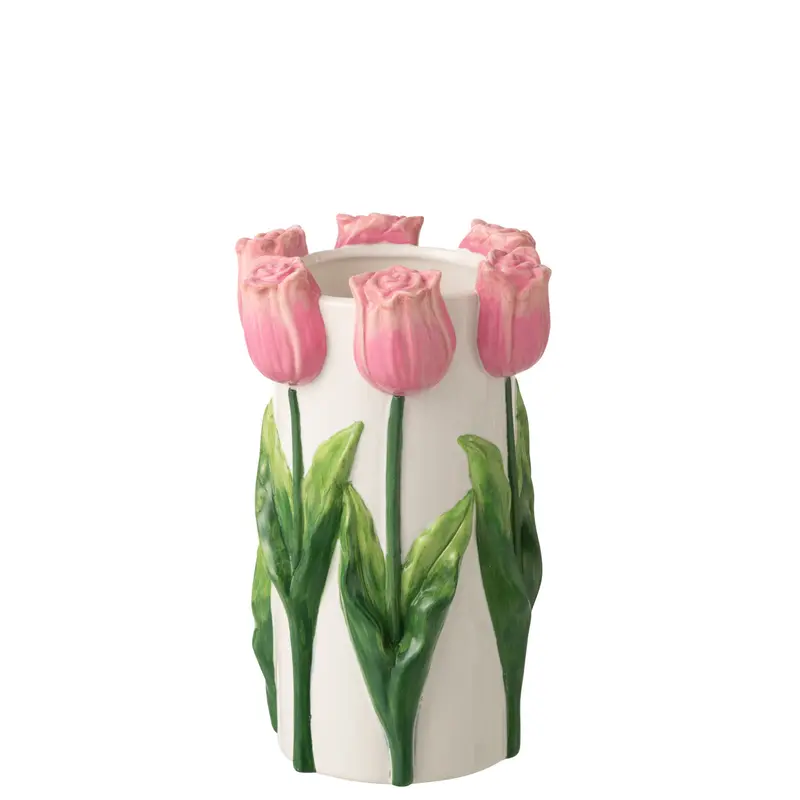 Vaas Tulp Keramiek Wit/Lichtroze Medium J-Line