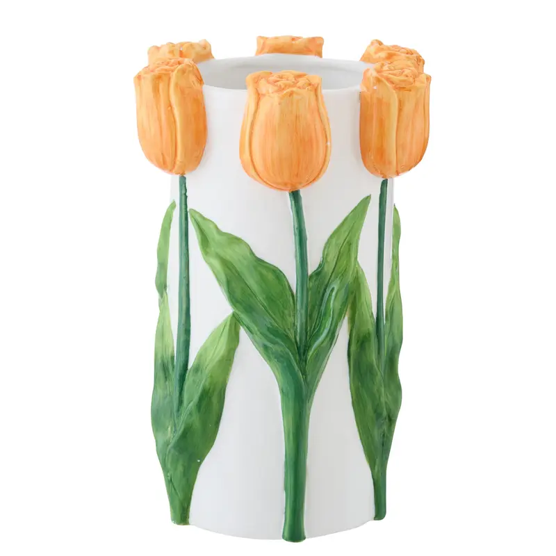 Vaas Tulp Keramiek Wit/Oranje Large J-Line