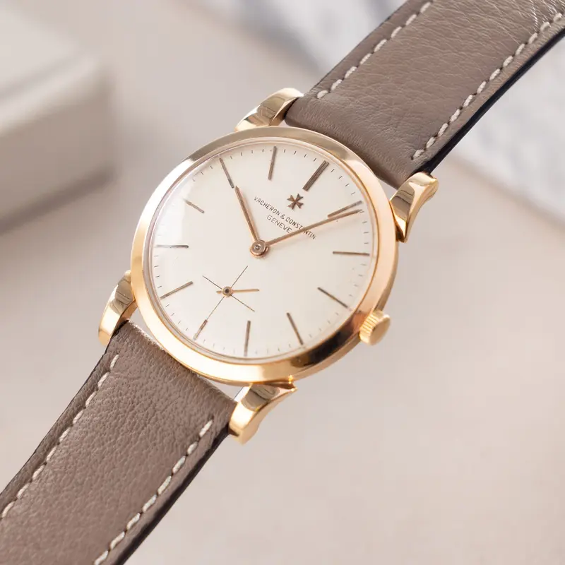 Vacheron Constantin 18 k rose gold scroll lug Dresswatch cream dial ref 6030
