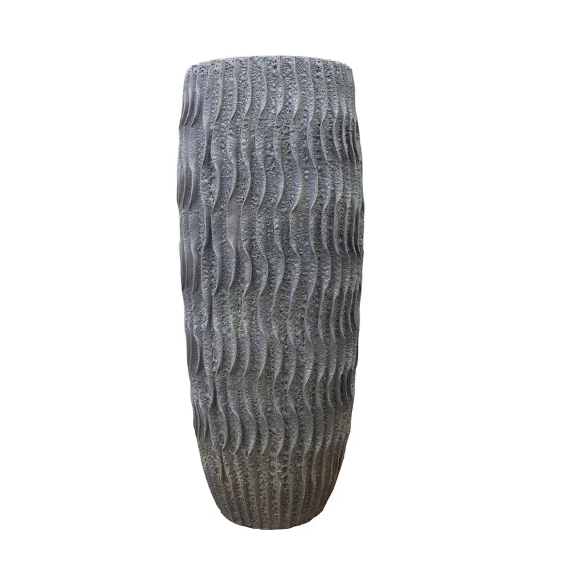 Vanesia Grey Terracotta Wavy Structure Pot High L PTMD
