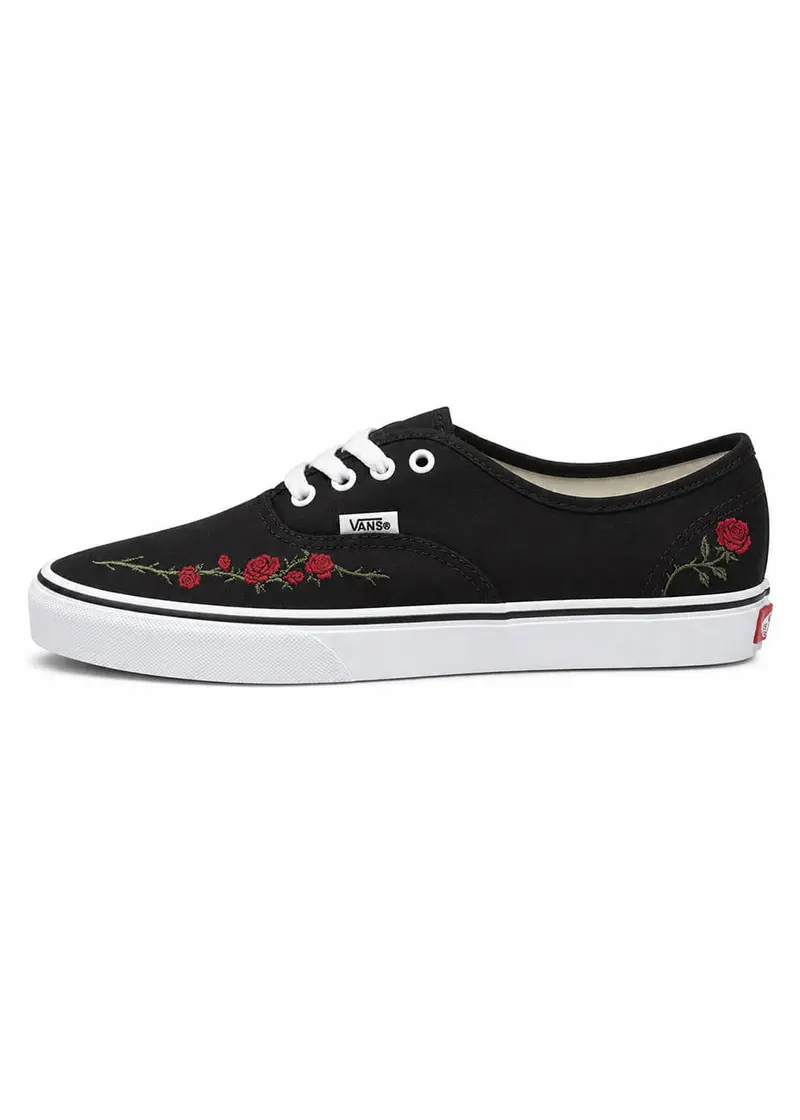 Vans Authentic Rose Embroidery Shoes Black Red