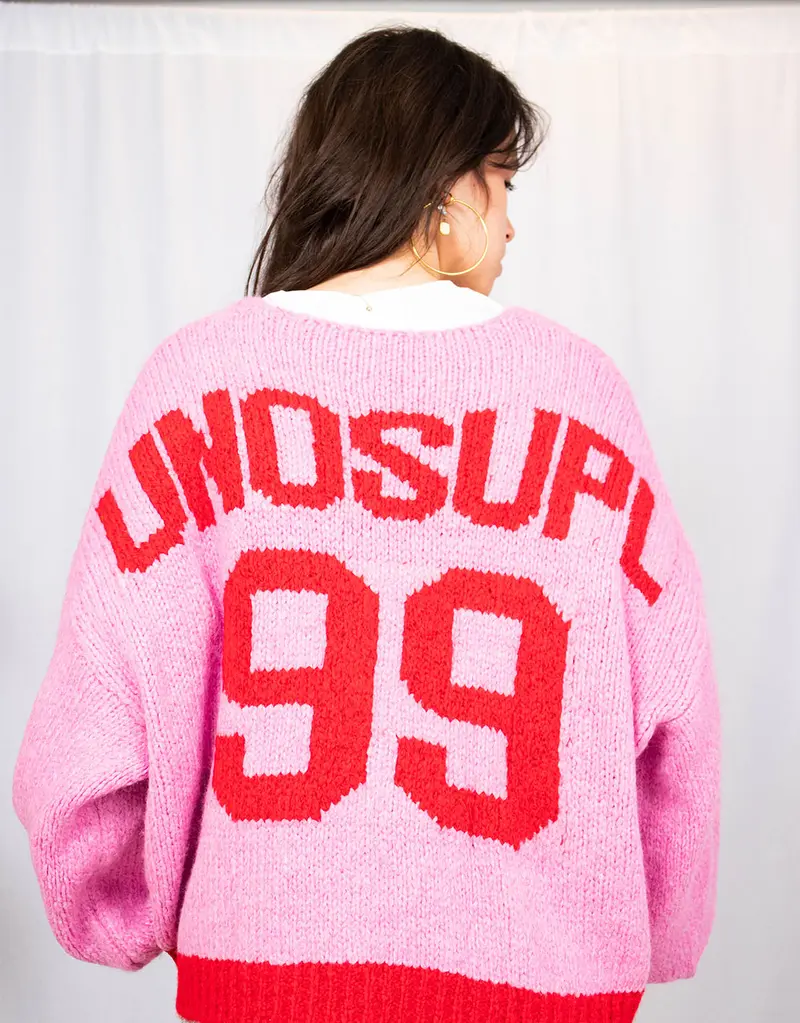 Varsity 99 wool blend knit cardigan