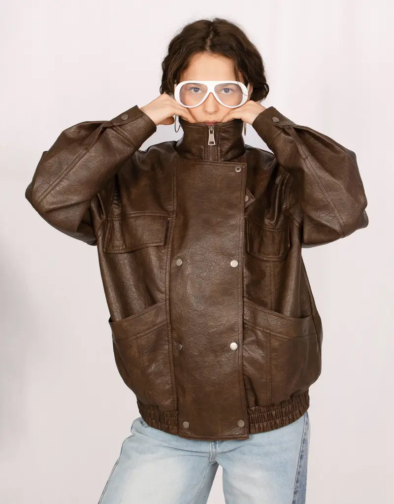 Vegan leather biker city jacket