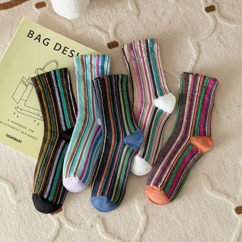 Vertical Stripe Crew Socks