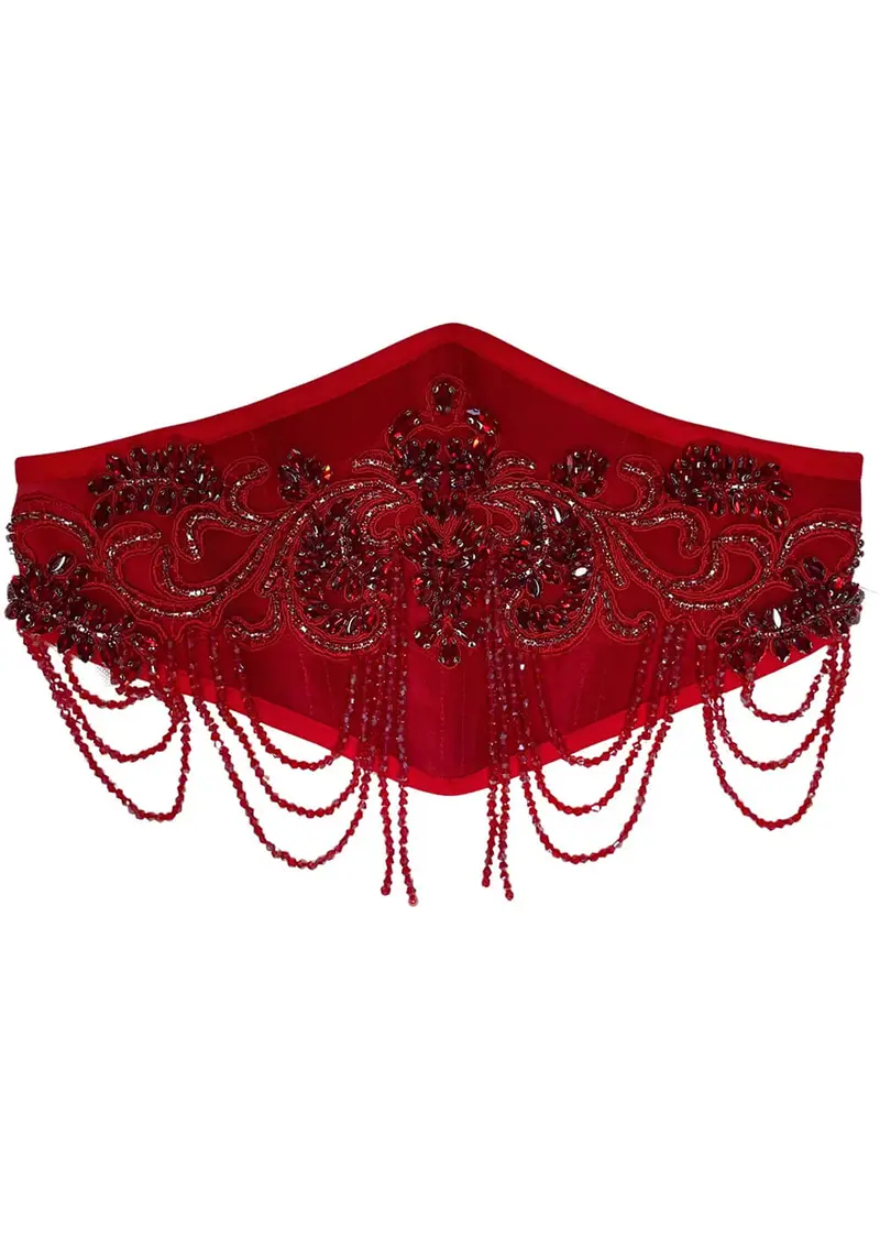 Videnoir Bloodlust Velvet Corset Belt Red