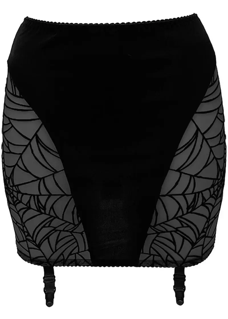 Videnoir Spiderweb Garter Skirt Black