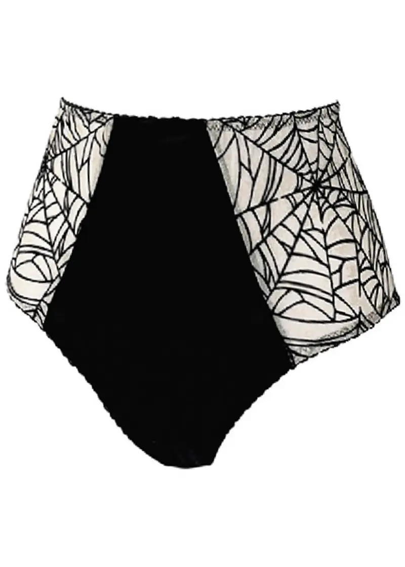 Videnoir Spiderweb High-Waist Brief Nude Black