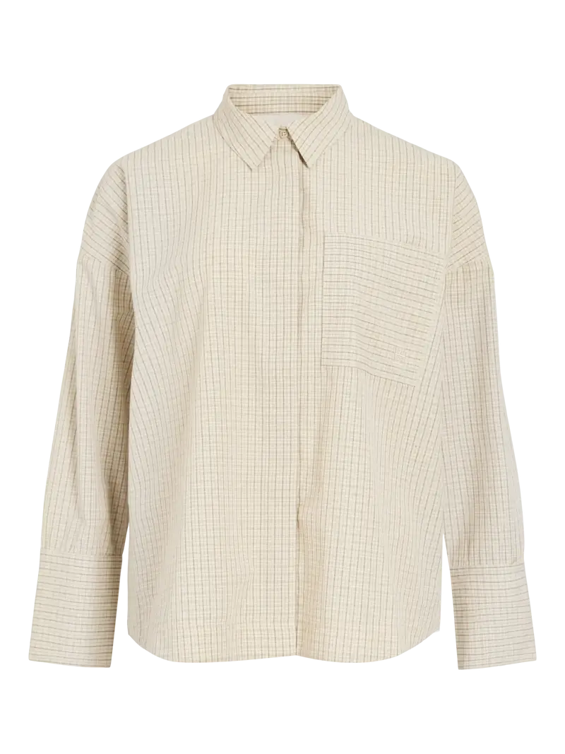 Vila Rouingrid blouse cloud dancer seal brown