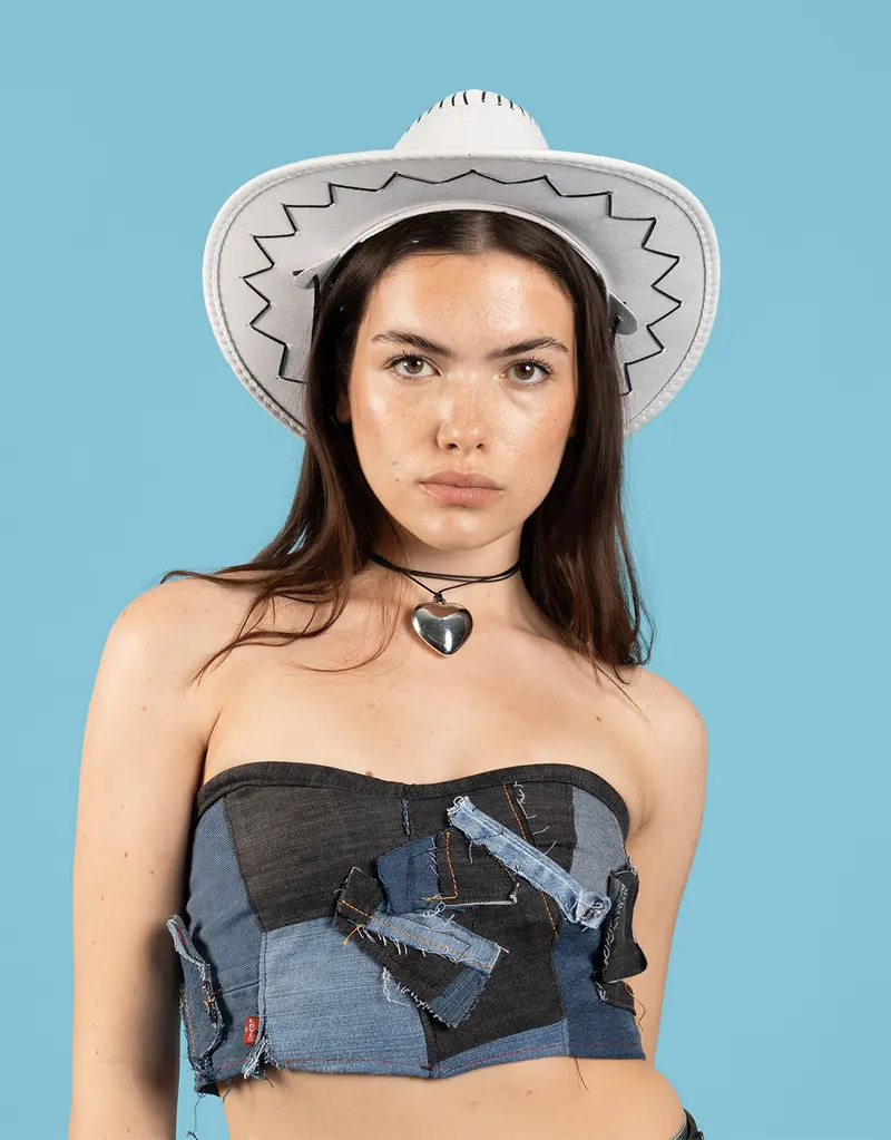 Vintage customized Levi’s patchwork bandeau top