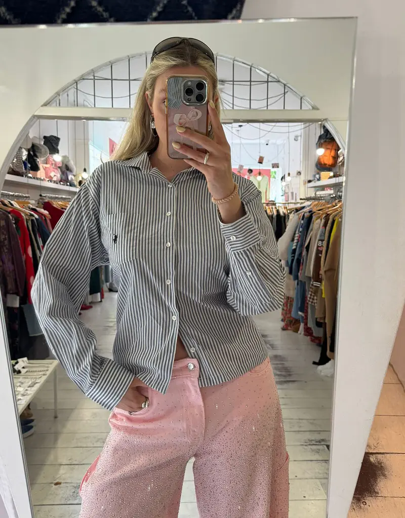 Vintage customized Ralph Lauren back tie long sleeve blouse