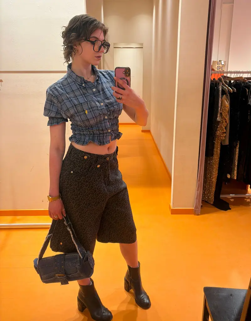 Vintage customized Ralph Lauren smocked check top