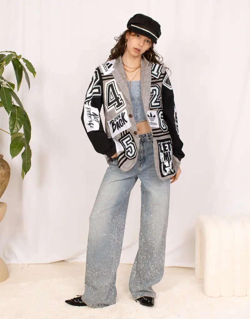 Vintage customized sports blazer with logo patches