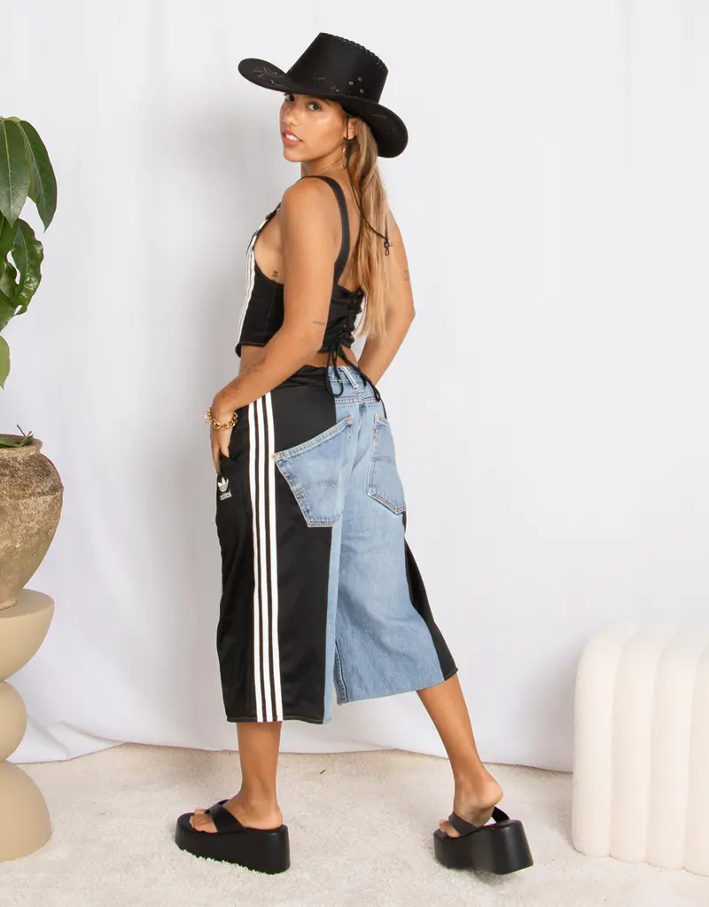 Vintage customized upcycled adidas denim jorts