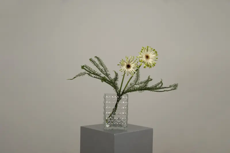 Vintage Finnish Art Glass Bubbled Square Vase