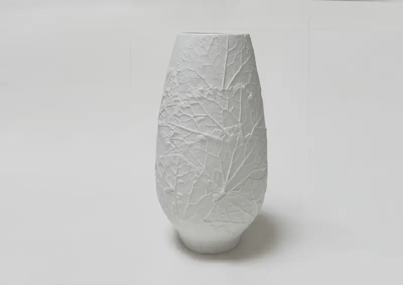 Vintage H&C Heinrich Leaf Relief Porcelain Vase – Germany 1960s