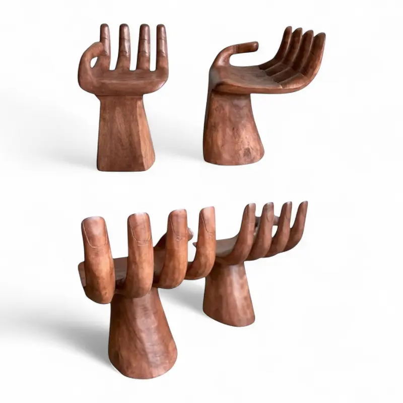 Vintage Handgesneden Suar Houten Handstoelen (3 in stock)