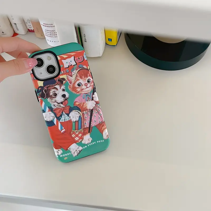 Vintage Puppy and Kitty iPhone Case