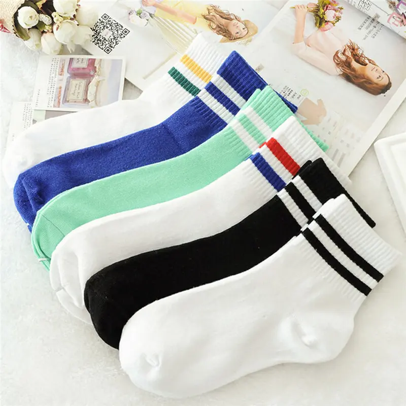 Vintage Style Stripe Sports Crew Socks (6 Colours)