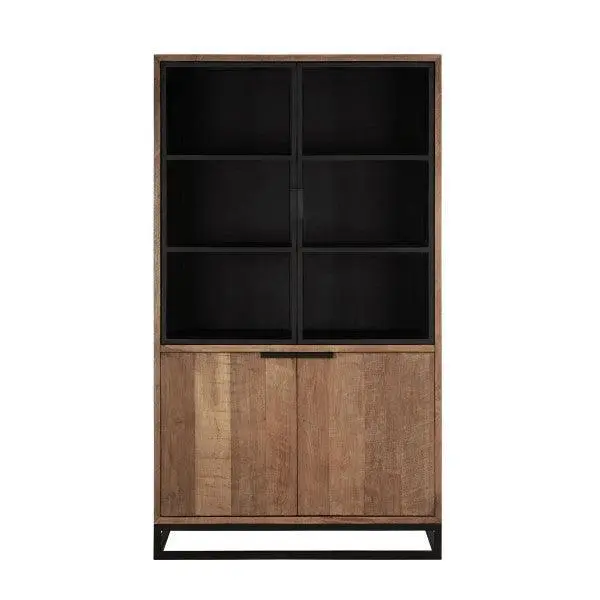 Vitrinekast Cosmo No.2 Teakhout Naturel Zwart Small 120cm DTP Home