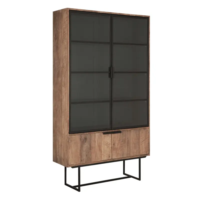 Vitrinekast Odeon Verweerd Teakhout Grijs Hoog 210cm DTP Home