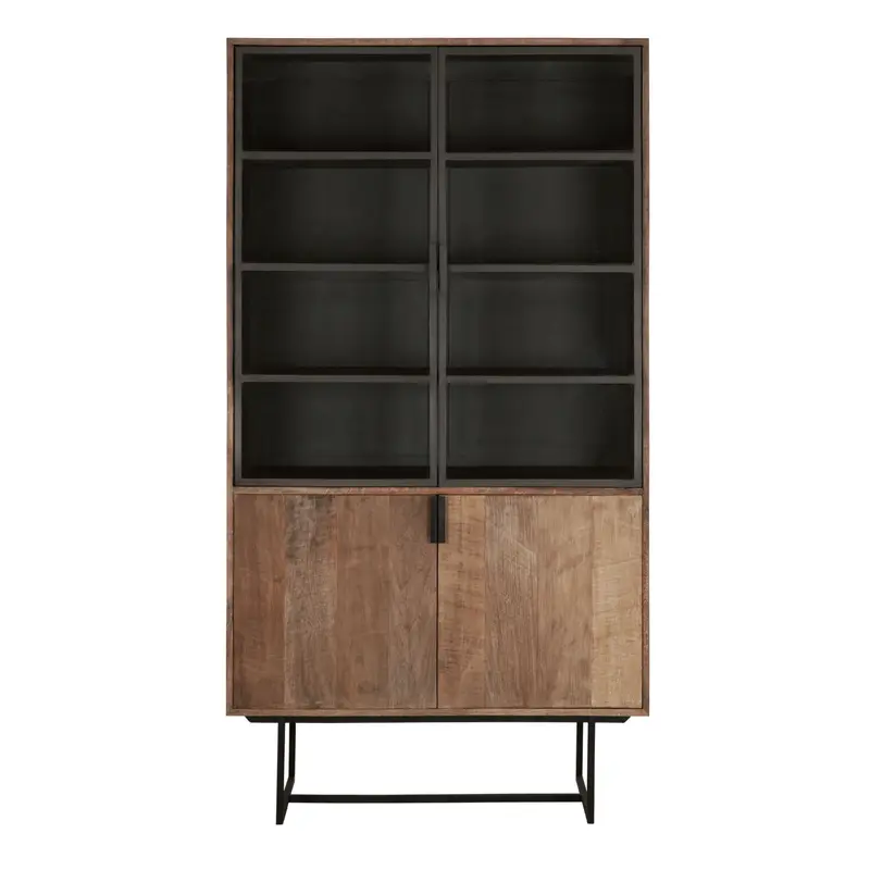 Vitrinekast Odeon Verweerd Teakhout Grijs Hoog 220cm DTP Home