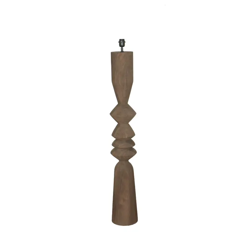 Vloerlamp Elaine Bruin Mango Hout Rond Base H130cm PTMD