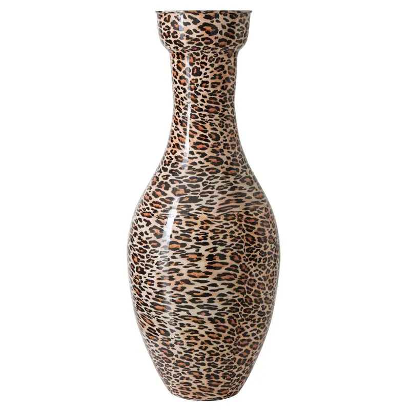 Vloervaas Leo Panterprint Metaal Caramel/Zwart Ø39cm x H100cm J-Line