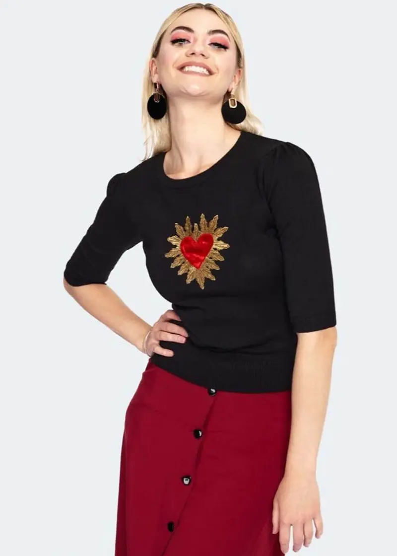 Voodoo Vixen Queen Of Sacred Hearts 40s Black Top