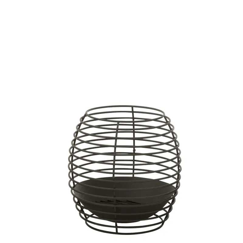 Vuurkorf Rond Ringen Metaal Zwart Medium Dia50xH50cm J-Line