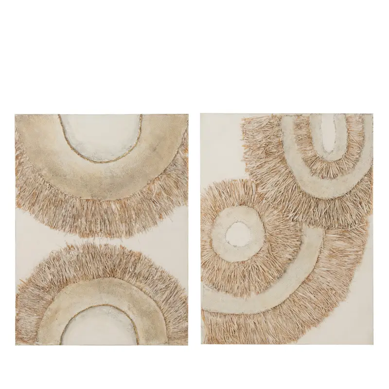 Wanddecoratie Ibiza canvas paint cream wit set van 2 J-Line