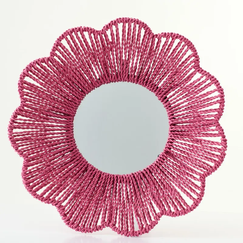 Wandspiegel Raffia Donkerroze J-Line