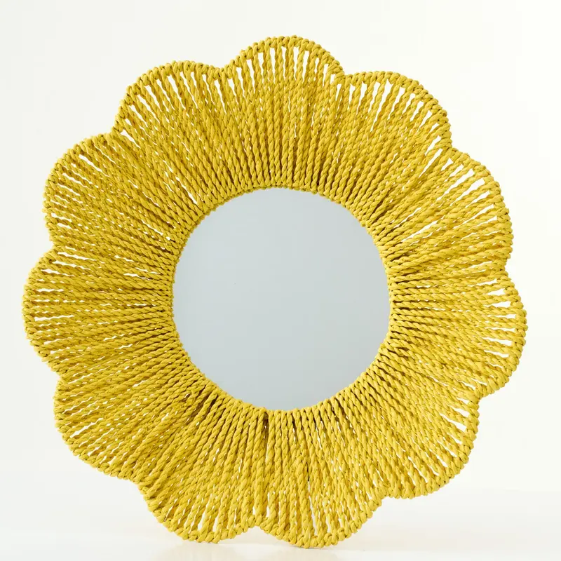 Wandspiegel Raffia Geel J-Line