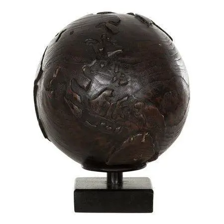 Wereldbol Teakhout Wortel Zwart Ø20cm MUST Living