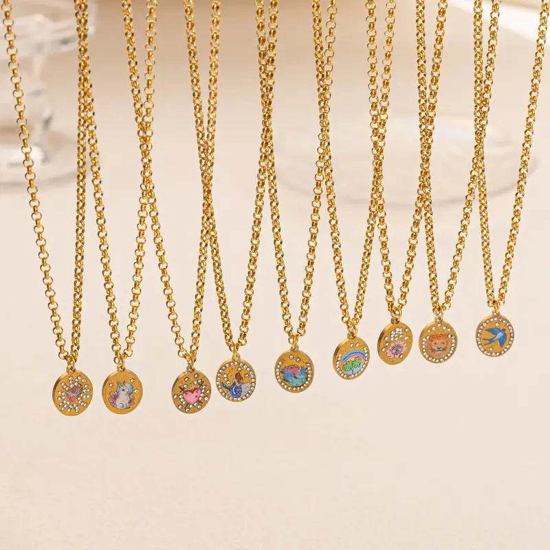 Whimsical Print Sparkle Charm Necklace (9 Designs)