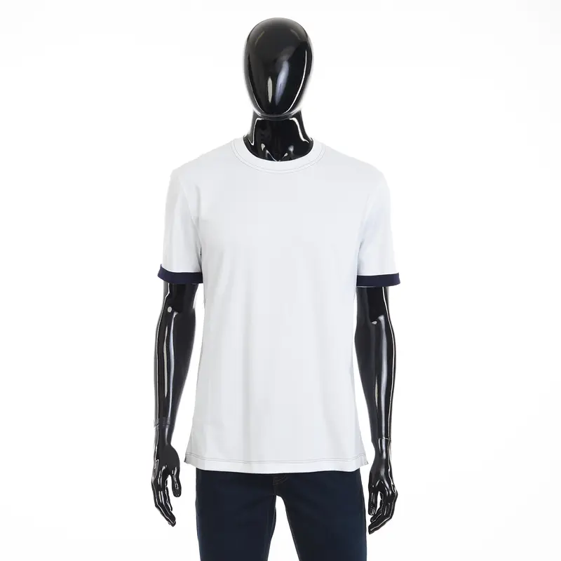 White Crew Neck T-shirt - Short-sleeve, Cotton Interlock