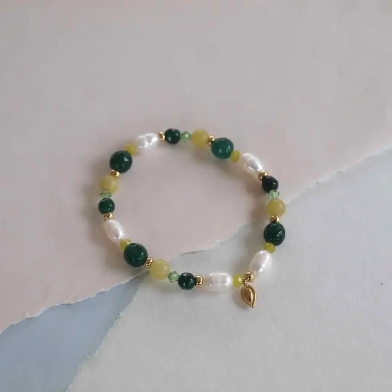 widaro armband green pearl beads