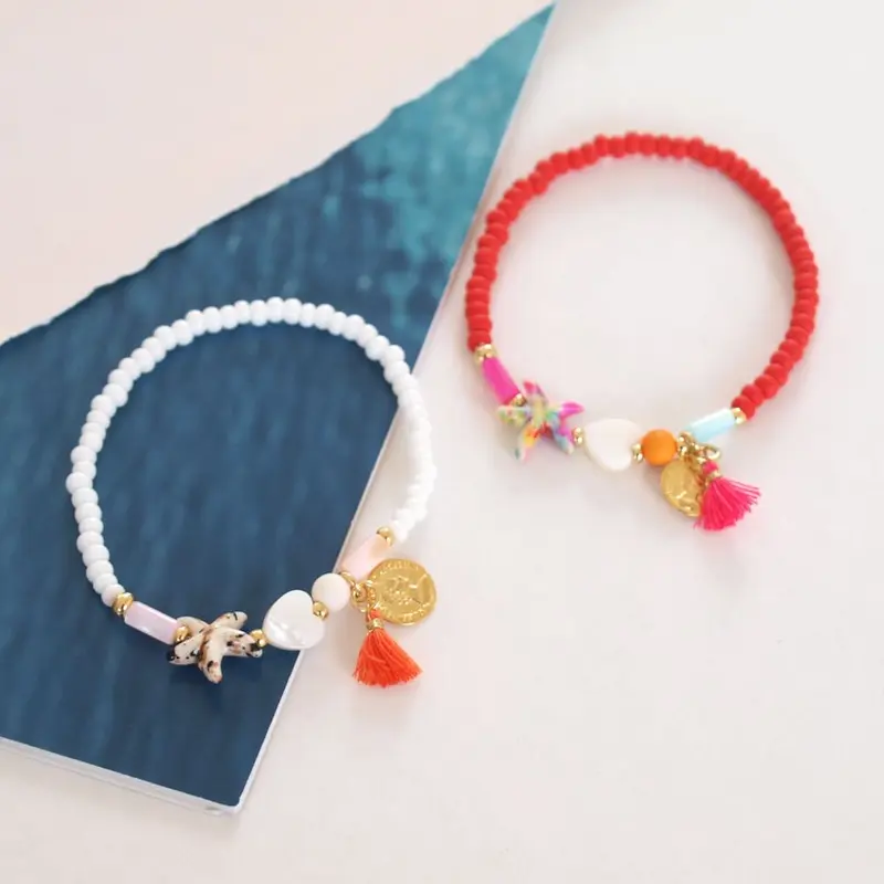 Widaro armband Summer beads red/white (kies je kleur)