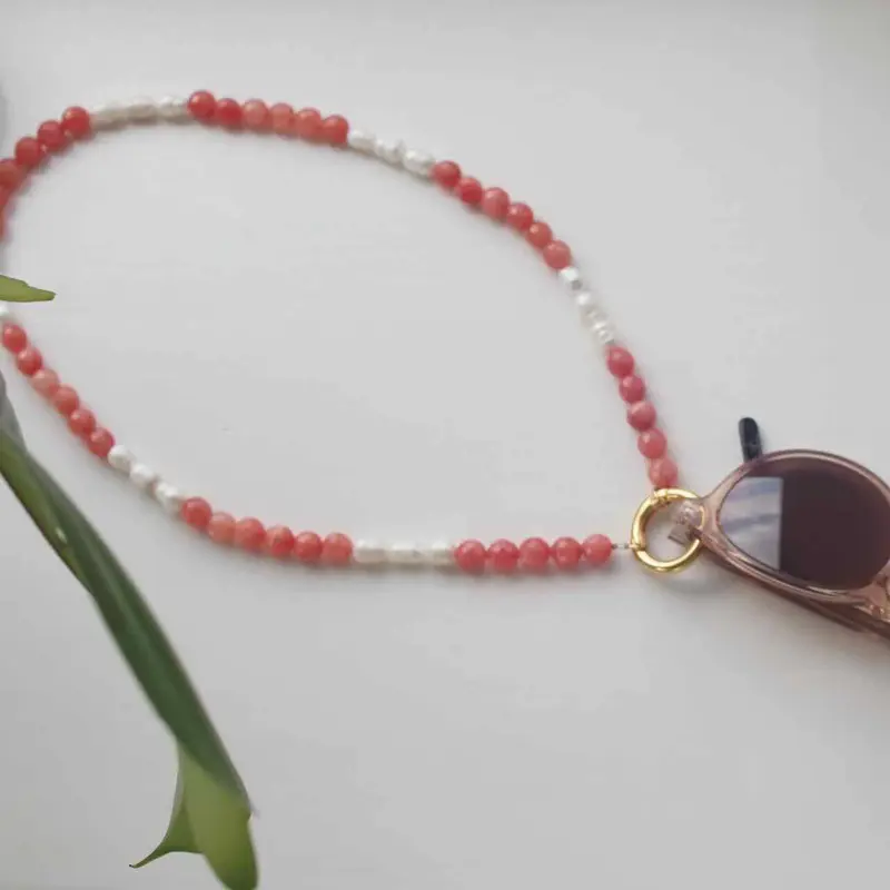 widaro brillenketting sweet pink pearls