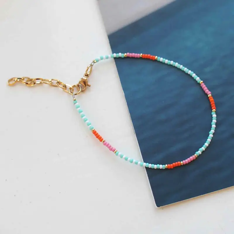widaro enkelbandje turquoise/orange